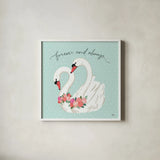 Swan Lake VI Mint by Janelle Penner. Shown in a crisp white glass frame for a clean and minimalist style. Available as an archival giclee rolled canvas, fine art paper, or poster print. SKU 39240a.