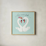 Swan Lake VII Mint by Janelle Penner. Shown in a natural wood glass frame for a timeless modern aesthetic. Available as an archival giclee rolled canvas, fine art paper, or poster print. SKU 39241a.