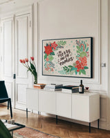 Sweet Christmas I by Janelle Penner. shown as a framed stretched canvas in a living room above a console. Available as a archival giclee rolled canvas, fine art paper, or poster print. SKU 51589i.