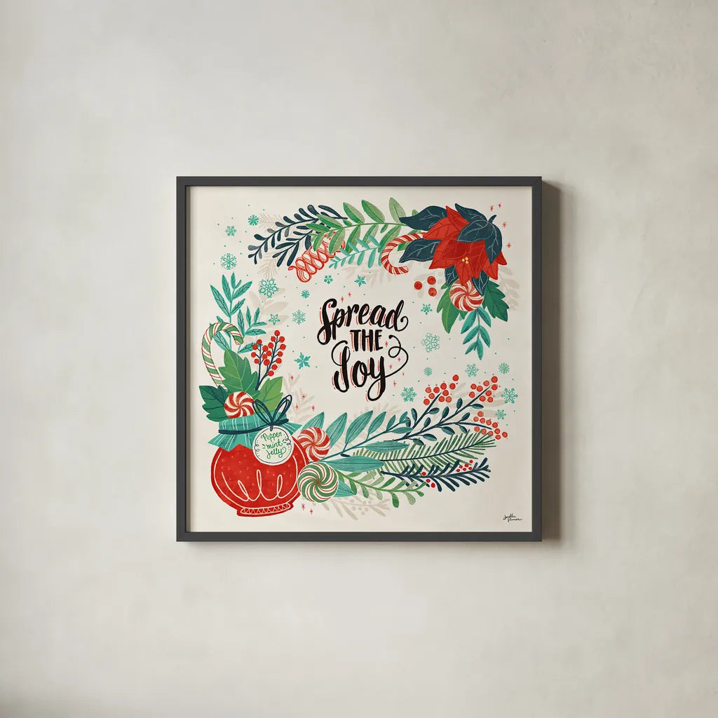 Sweet Christmas II by Janelle Penner. Shown in a sleek black glass frame for a contemporary gallery look. Available as an archival giclee rolled canvas, fine art paper, or poster print. SKU 51590a.