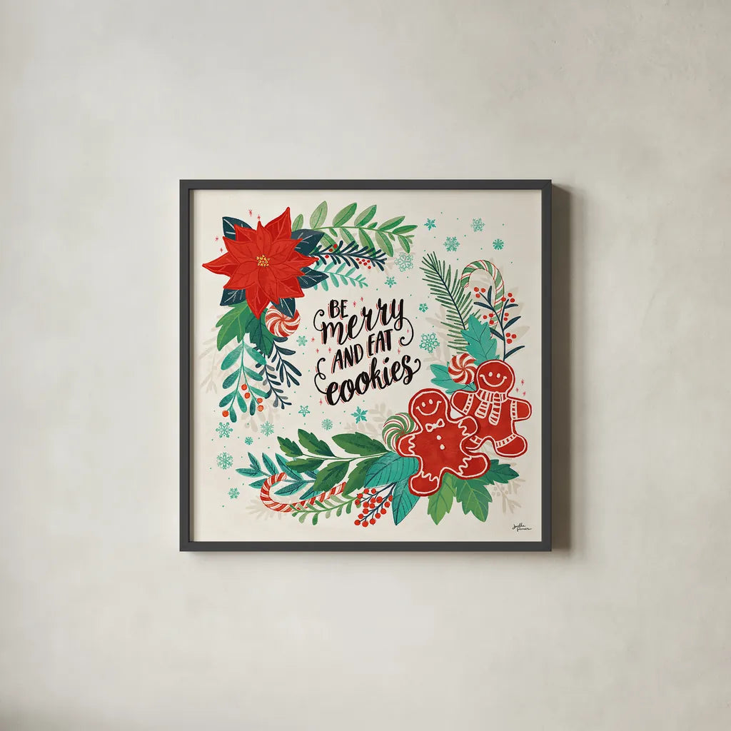 Sweet Christmas III by Janelle Penner. Shown in a sleek black glass frame for a contemporary gallery look. Available as an archival giclee rolled canvas, fine art paper, or poster print. SKU 51591a.