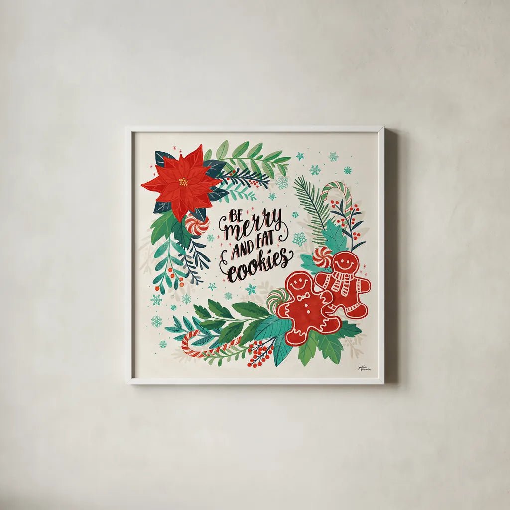 Sweet Christmas III by Janelle Penner. Shown in a crisp white glass frame for a clean and minimalist style. Available as an archival giclee rolled canvas, fine art paper, or poster print. SKU 51591a.