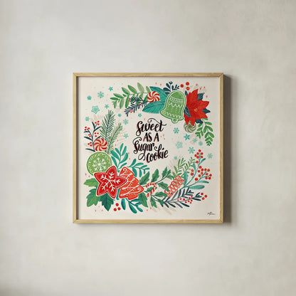 Sweet Christmas IV by Janelle Penner. Shown in a natural wood glass frame for a timeless modern aesthetic. Available as an archival giclee rolled canvas, fine art paper, or poster print. SKU 51592a.