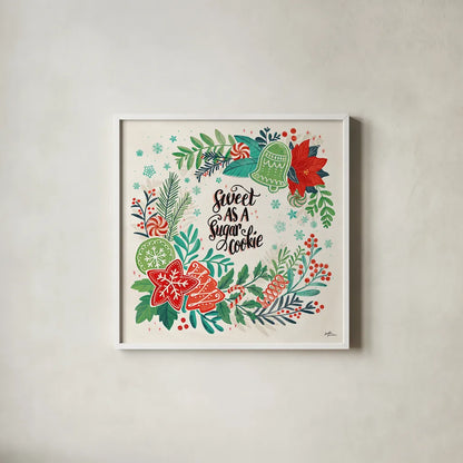 Sweet Christmas IV by Janelle Penner. Shown in a crisp white glass frame for a clean and minimalist style. Available as an archival giclee rolled canvas, fine art paper, or poster print. SKU 51592a.