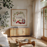 Sweet Life III by Janelle Penner. Shown in a natural wood frame in a cozy modern living room. Available as an archival giclee rolled canvas, fine art paper, or poster print. SKU 30911a.