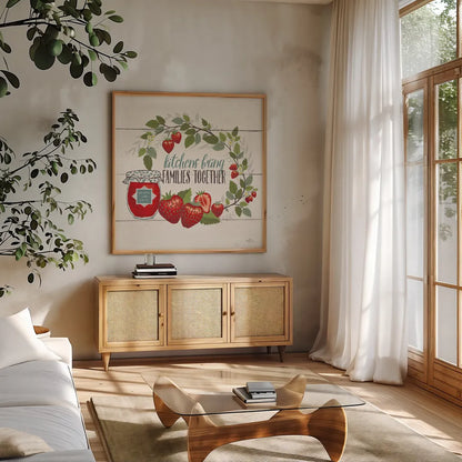 Sweet Life IV by Janelle Penner. Shown in a natural wood frame in a cozy modern living room. Available as an archival giclee rolled canvas, fine art paper, or poster print. SKU 30912a.