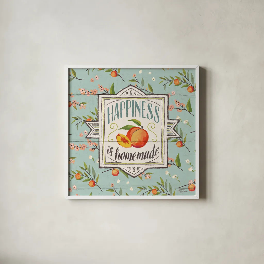 Sweet Life VI by Janelle Penner. Shown in a crisp white glass frame for a clean and minimalist style. Available as an archival giclee rolled canvas, fine art paper, or poster print. SKU 30914a.