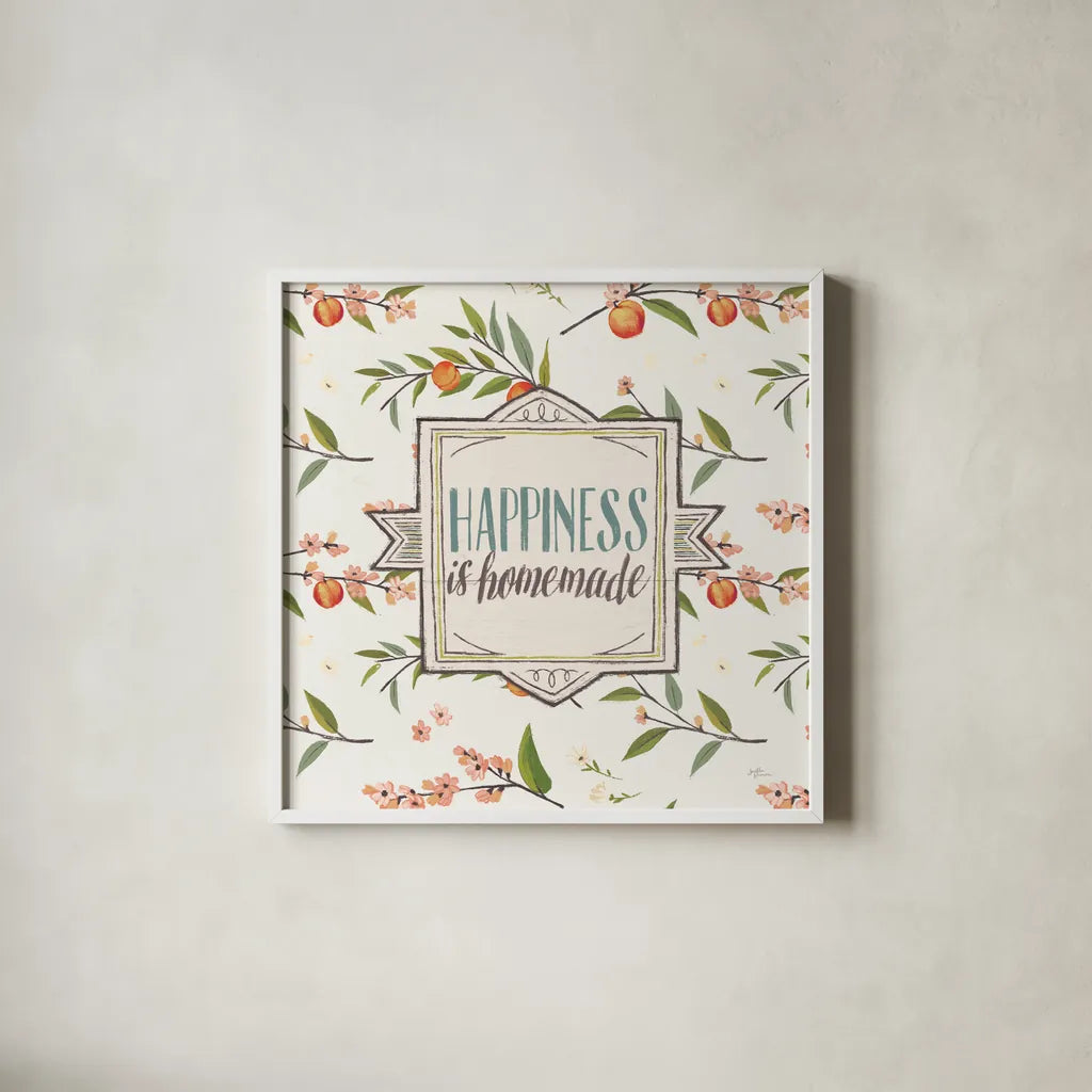 Sweet Life VI White v2 by Janelle Penner. Shown in a crisp white glass frame for a clean and minimalist style. Available as an archival giclee rolled canvas, fine art paper, or poster print. SKU 46177a.