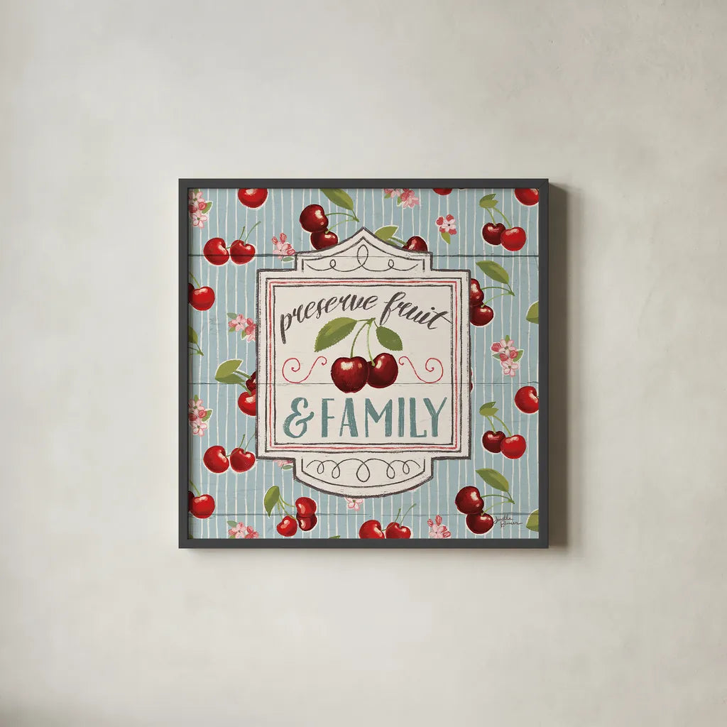 Sweet Life VII by Janelle Penner. Shown in a sleek black glass frame for a contemporary gallery look. Available as an archival giclee rolled canvas, fine art paper, or poster print. SKU 30915a.