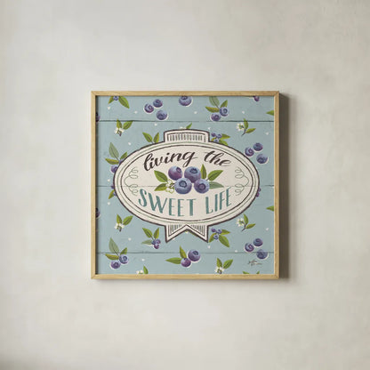 Sweet Life VIII by Janelle Penner. Shown in a natural wood glass frame for a timeless modern aesthetic. Available as an archival giclee rolled canvas, fine art paper, or poster print. SKU 30916a.