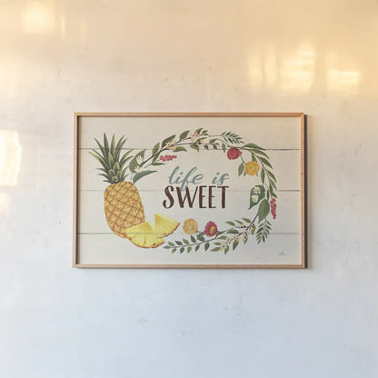 Sweet Life X by Janelle Penner. shown as a paper print in a natural frame. Available as a archival giclee rolled canvas, fine art paper, or poster print. SKU 35903i.