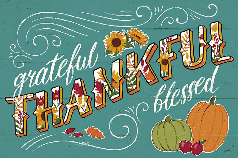 Thankful I Turquoise by Janelle Penner. SKU 43103i. Archival Giclee Fine art print for wall decor.
