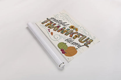 Thankful I White by Janelle Penner. shown as a rolled paper print. Available as archival giclee rolled canvas, fine art paper, or poster print. SKU 43108i.