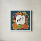Thankful II Blue by Janelle Penner. Shown in a crisp white glass frame for a clean and minimalist style. Available as an archival giclee rolled canvas, fine art paper, or poster print. SKU 43099a.