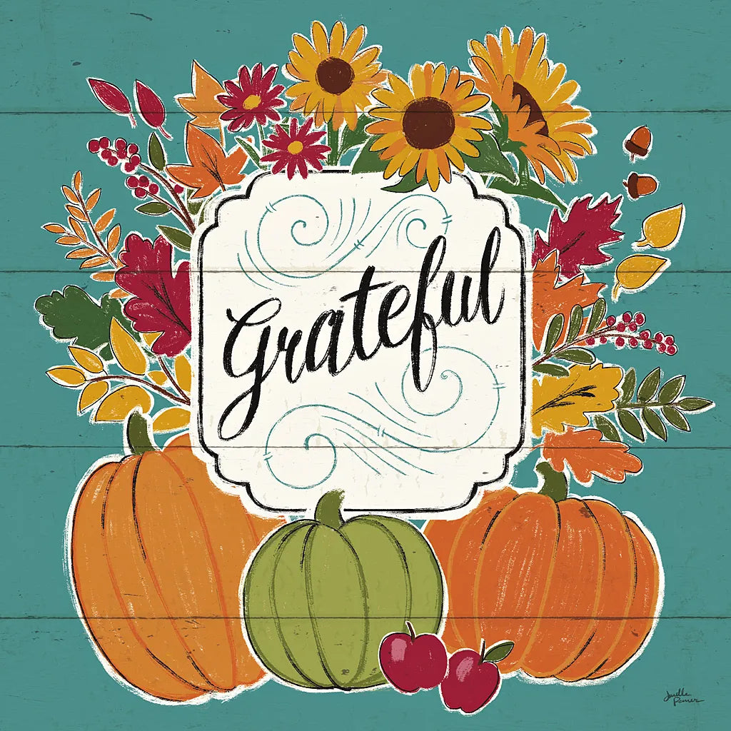 Thankful II Turquoise by Janelle Penner. SKU 43104a. Archival Giclee Fine art print for wall decor.