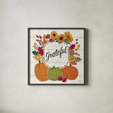 Thankful II White by Janelle Penner. Shown in a sleek black glass frame for a contemporary gallery look. Available as an archival giclee rolled canvas, fine art paper, or poster print. SKU 43109a.