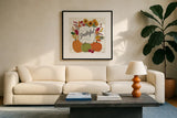 Thankful II White by Janelle Penner. Displayed in a glass frame with matte in a clean modern living room. Available as an archival giclee rolled canvas, fine art paper, or poster print. SKU 43109a.