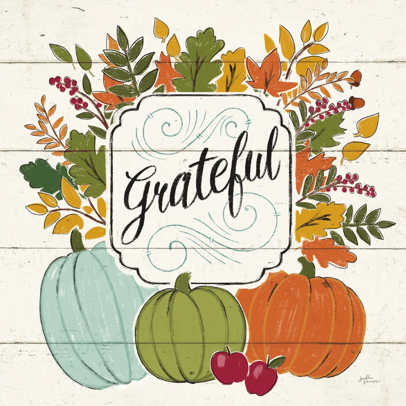 Thankful II White Leaves by Janelle Penner. SKU 47586a. Archival Giclee Fine art print for wall decor.