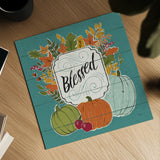 Thankful III Turquoise Leaves by Janelle Penner. Shown as a detailed flat fine art print, highlighting archival giclee quality. Available as an archival giclee rolled canvas, fine art paper, or poster print. SKU 47587a.