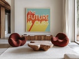 The Future is Ours I Sq by Janelle Penner. Shown as extra-large giant wall art in a modern living room. Available as an archival giclee rolled canvas, fine art paper, or poster print. SKU 80651a.