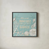 Tranquil Morning II Snowflakes by Janelle Penner. Shown in a sleek black glass frame for a contemporary gallery look. Available as an archival giclee rolled canvas, fine art paper, or poster print. SKU 44927a.