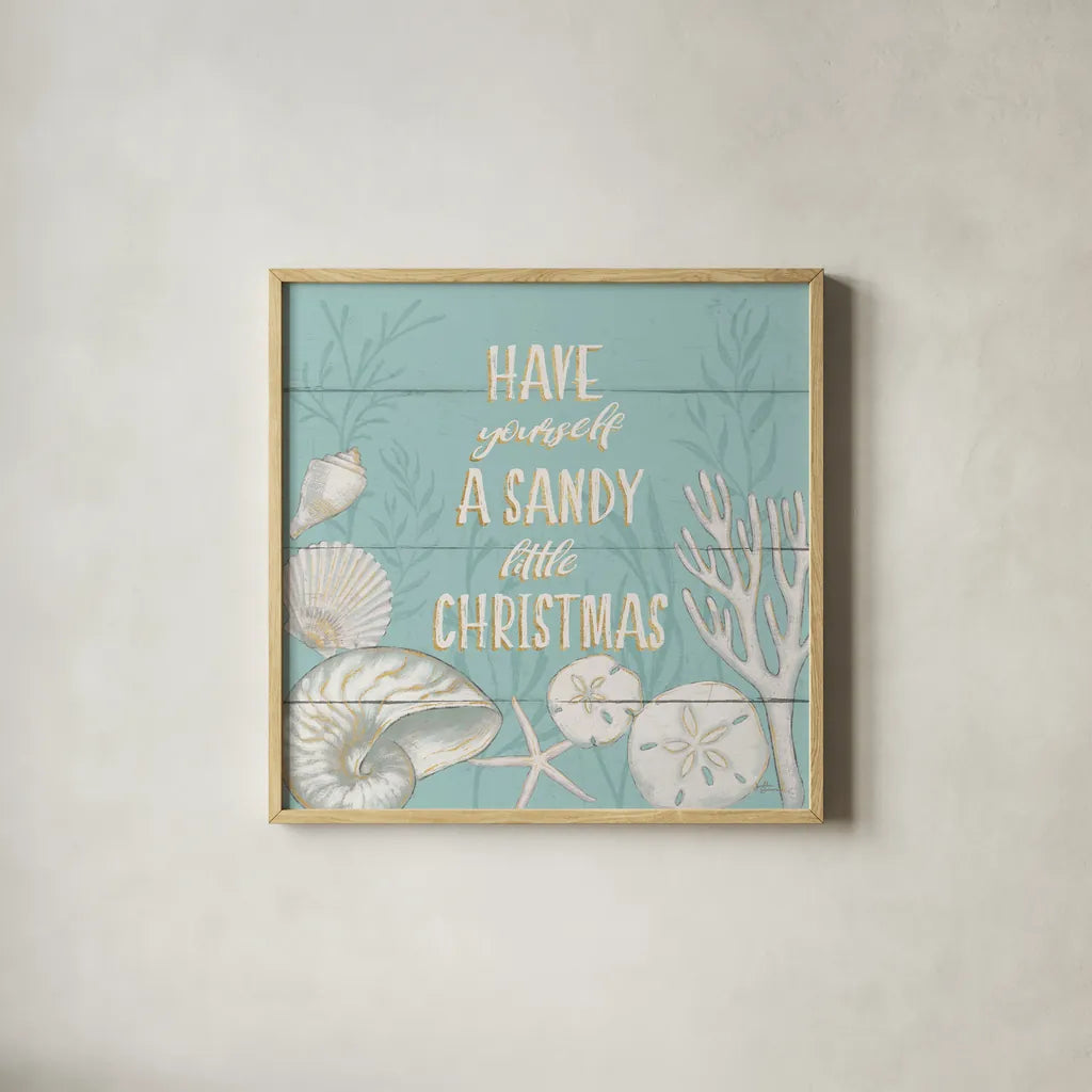 Tranquil Morning III Christmas by Janelle Penner. Shown in a natural wood glass frame for a timeless modern aesthetic. Available as an archival giclee rolled canvas, fine art paper, or poster print. SKU 44928a.