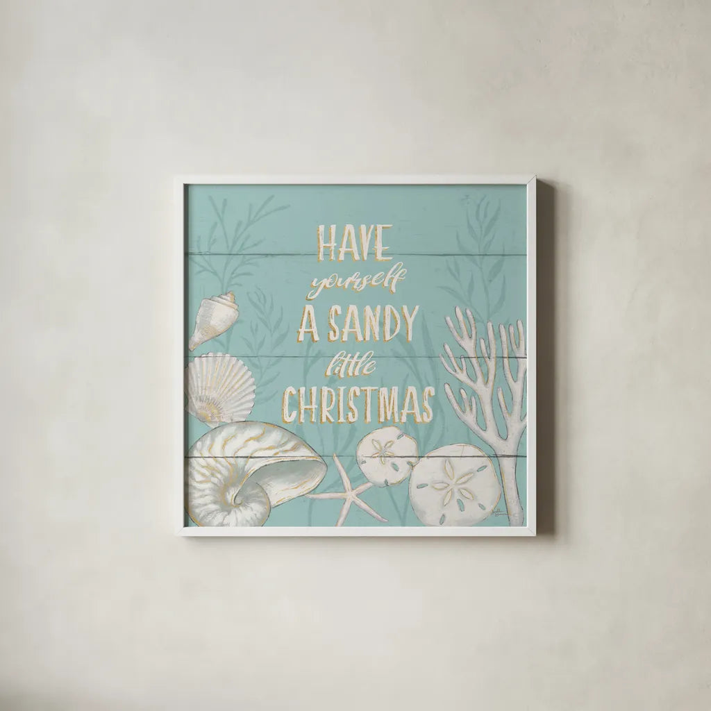 Tranquil Morning III Christmas by Janelle Penner. Shown in a crisp white glass frame for a clean and minimalist style. Available as an archival giclee rolled canvas, fine art paper, or poster print. SKU 44928a.