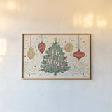 Trimming the Tree I Green Tree by Janelle Penner. shown as a paper print in a natural frame. Available as a archival giclee rolled canvas, fine art paper, or poster print. SKU 59644i.