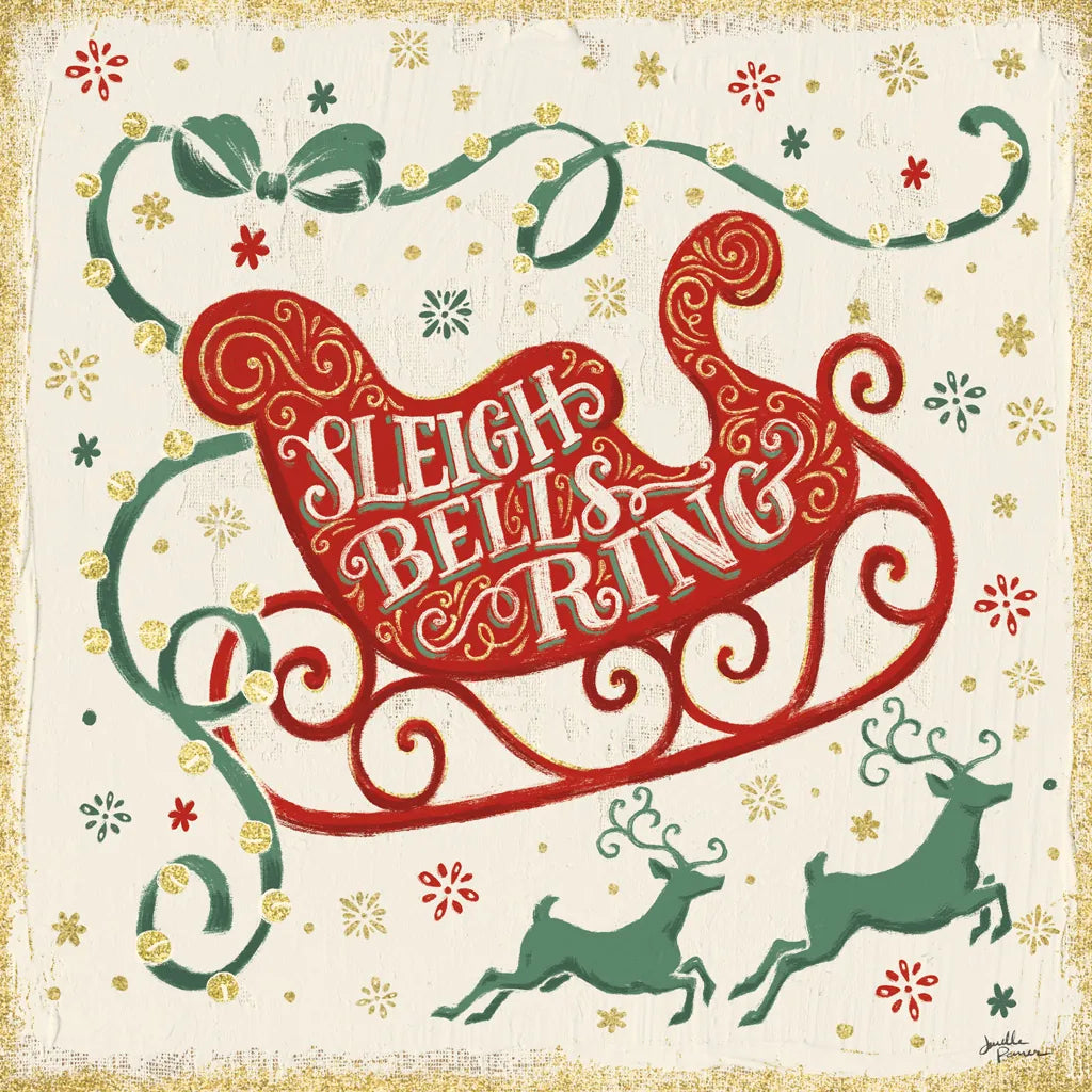 Trimming the Tree III Green by Janelle Penner. SKU 59666a. Archival Giclee Fine art print for wall decor.