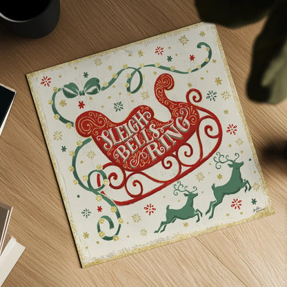 Trimming the Tree III Green by Janelle Penner. Shown as a detailed flat fine art print, highlighting archival giclee quality. Available as an archival giclee rolled canvas, fine art paper, or poster print. SKU 59666a.