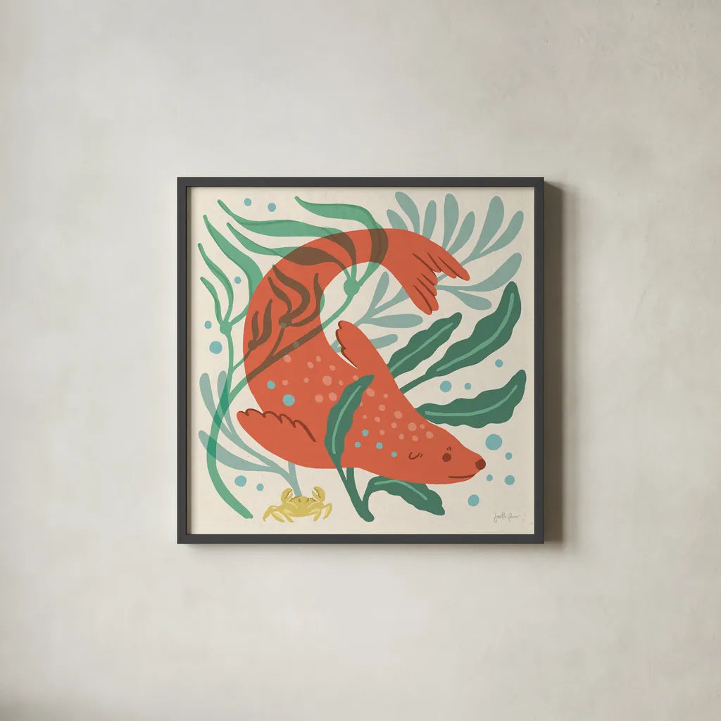 Under the Sea II by Janelle Penner. Shown in a sleek black glass frame for a contemporary gallery look. Available as an archival giclee rolled canvas, fine art paper, or poster print. SKU 69205a.