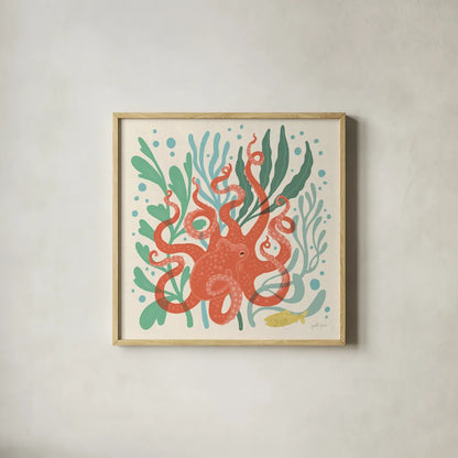 Under the Sea III by Janelle Penner. Shown in a natural wood glass frame for a timeless modern aesthetic. Available as an archival giclee rolled canvas, fine art paper, or poster print. SKU 69206a.