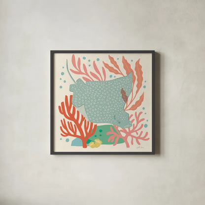 Under the Sea IV by Janelle Penner. Shown in a sleek black glass frame for a contemporary gallery look. Available as an archival giclee rolled canvas, fine art paper, or poster print. SKU 69207a.