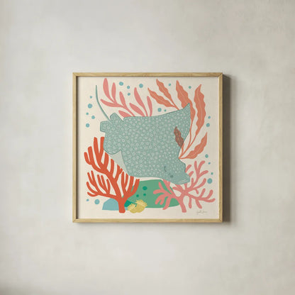 Under the Sea IV by Janelle Penner. Shown in a natural wood glass frame for a timeless modern aesthetic. Available as an archival giclee rolled canvas, fine art paper, or poster print. SKU 69207a.