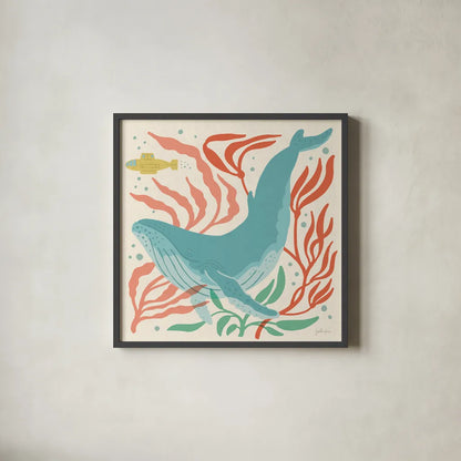 Under the Sea V by Janelle Penner. Shown in a sleek black glass frame for a contemporary gallery look. Available as an archival giclee rolled canvas, fine art paper, or poster print. SKU 69208a.