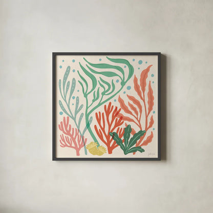 Under the Sea VI by Janelle Penner. Shown in a sleek black glass frame for a contemporary gallery look. Available as an archival giclee rolled canvas, fine art paper, or poster print. SKU 69209a.