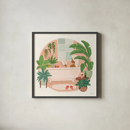 Urban Jungle I by Janelle Penner. Shown in a sleek black glass frame for a contemporary gallery look. Available as an archival giclee rolled canvas, fine art paper, or poster print. SKU 73730a.