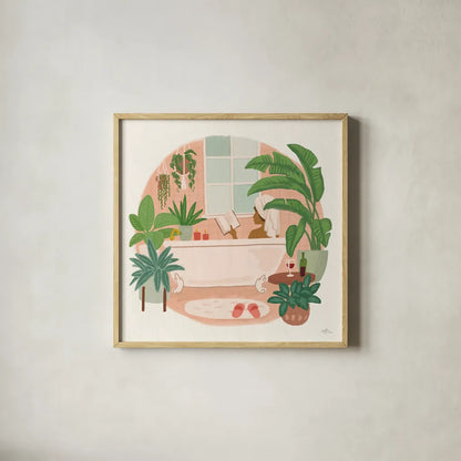 Urban Jungle I by Janelle Penner. Shown in a natural wood glass frame for a timeless modern aesthetic. Available as an archival giclee rolled canvas, fine art paper, or poster print. SKU 73730a.