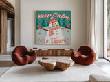 Vintage Christmas VII by Janelle Penner. Shown as extra-large giant wall art in a modern living room. Available as an archival giclee rolled canvas, fine art paper, or poster print. SKU 50977a.