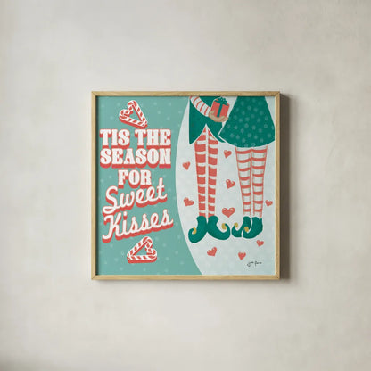 Vintage Christmas VIII by Janelle Penner. Shown in a natural wood glass frame for a timeless modern aesthetic. Available as an archival giclee rolled canvas, fine art paper, or poster print. SKU 50978a.