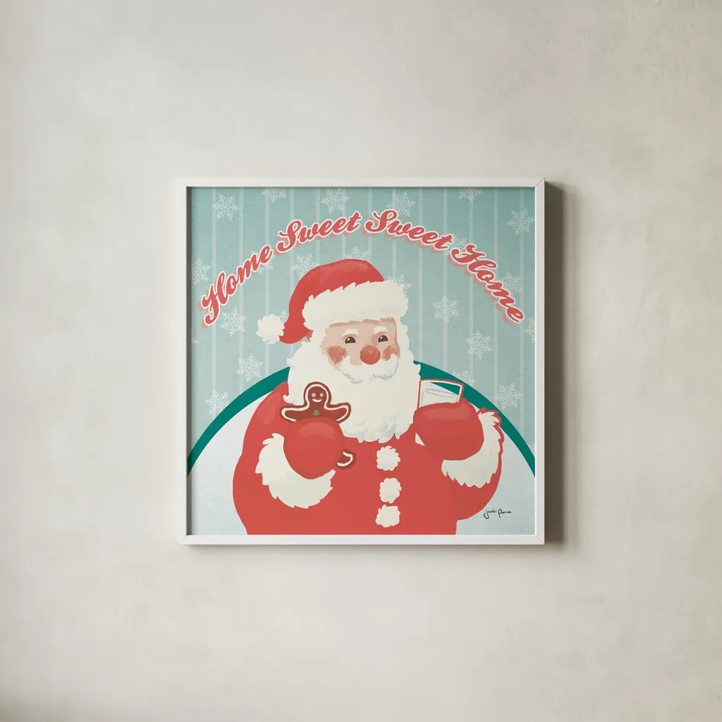 Vintage Christmas X by Janelle Penner. Shown in a crisp white glass frame for a clean and minimalist style. Available as an archival giclee rolled canvas, fine art paper, or poster print. SKU 50980a.
