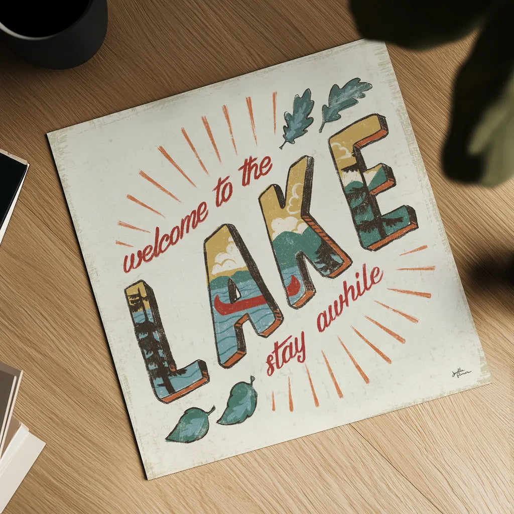 Vintage Lake II by Janelle Penner. Shown as a detailed flat fine art print, highlighting archival giclee quality. Available as an archival giclee rolled canvas, fine art paper, or poster print. SKU 48221a.
