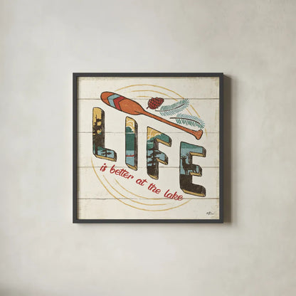 Vintage Lake III by Janelle Penner. Shown in a sleek black glass frame for a contemporary gallery look. Available as an archival giclee rolled canvas, fine art paper, or poster print. SKU 42252a.