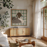 Vintage Lake IX by Janelle Penner. Shown in a natural wood frame in a cozy modern living room. Available as an archival giclee rolled canvas, fine art paper, or poster print. SKU 42258a.