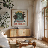 Vintage Lake VI by Janelle Penner. Shown in a natural wood frame in a cozy modern living room. Available as an archival giclee rolled canvas, fine art paper, or poster print. SKU 42255a.