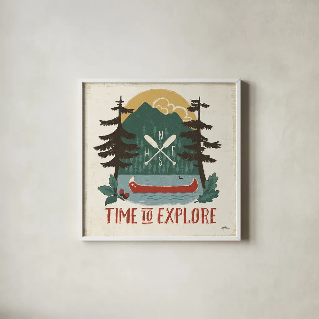 Vintage Lake VI No Lines by Janelle Penner. Shown in a crisp white glass frame for a clean and minimalist style. Available as an archival giclee rolled canvas, fine art paper, or poster print. SKU 48223a.