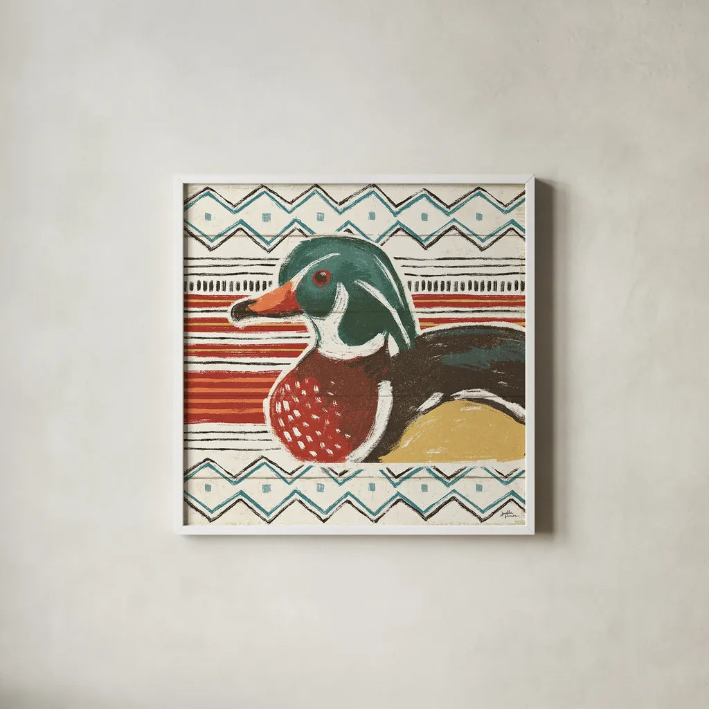 Vintage Lake X by Janelle Penner. Shown in a crisp white glass frame for a clean and minimalist style. Available as an archival giclee rolled canvas, fine art paper, or poster print. SKU 42259a.