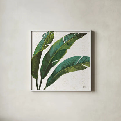Welcome to Paradise XI by Janelle Penner. Shown in a crisp white glass frame for a clean and minimalist style. Available as an archival giclee rolled canvas, fine art paper, or poster print. SKU 30414a.
