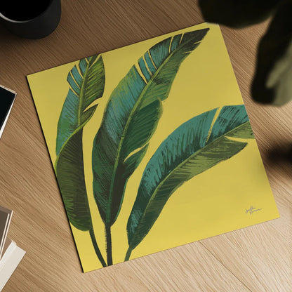 Welcome to Paradise XI Yellow by Janelle Penner. Shown as a detailed flat fine art print, highlighting archival giclee quality. Available as an archival giclee rolled canvas, fine art paper, or poster print. SKU 55553a.