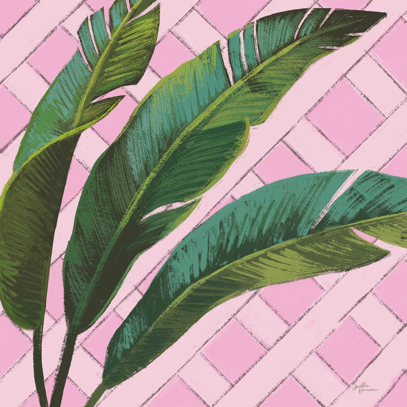 Welcome to Paradise XI on Pink by Janelle Penner. SKU 55311a. Archival Giclee Fine art print for wall decor.